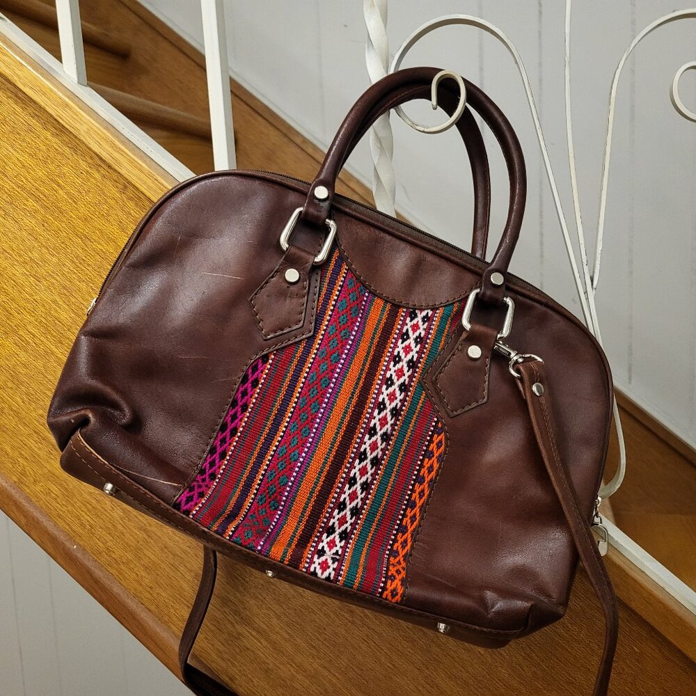 Vegan leather tapestry vintage bag crossbody